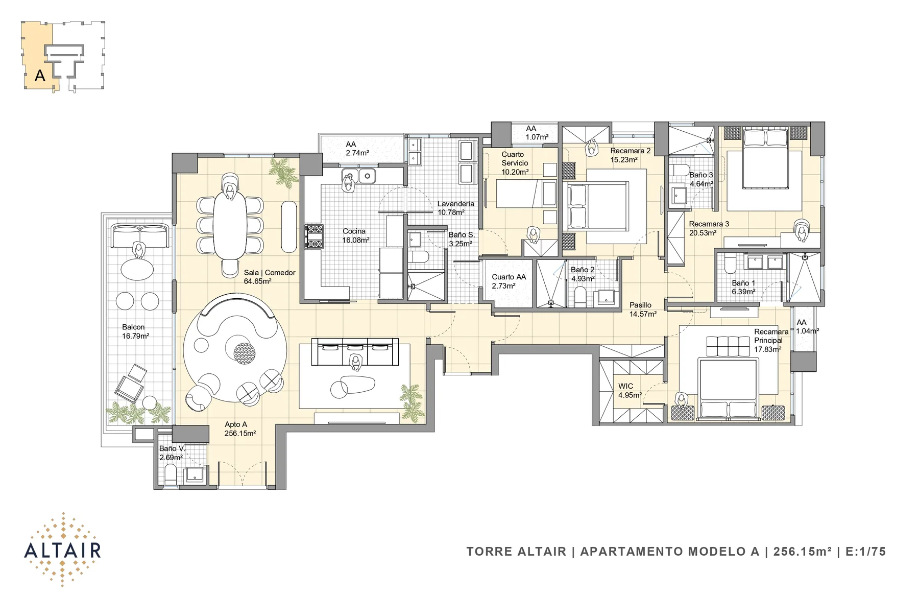 Model A - planta tipo Altair Santa María Panama
