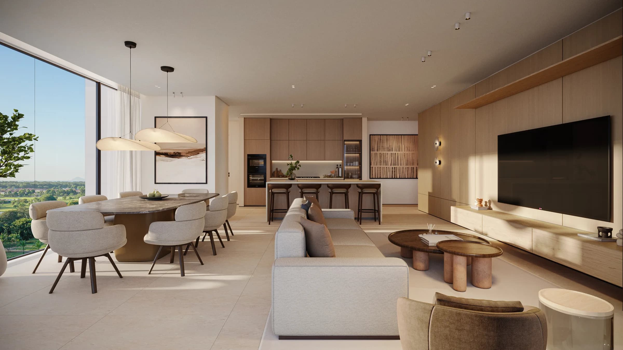 Planta 245/271/318 m² - render interior, sala formal en ARENA Santa María Panama